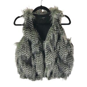 Naven Womens Faux Fur Vest Zip Front Gray S